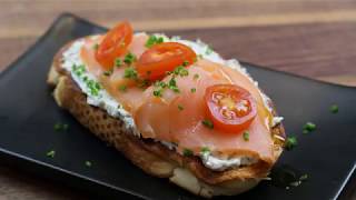 SALMON BRUSCHETTA  Recipe [upl. by Dyrraj]