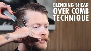 Mens Haircut Technique Blending Shear Over Comb [upl. by Chrissy140]