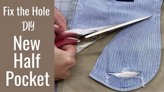 How to Repair Holes in Pant Pocket  DIY Add New half Pocket [upl. by Ittocs668]