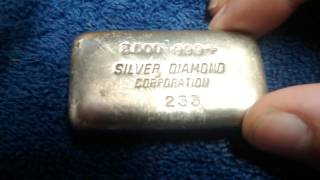 Ultra Rare Engelhard Silver Diamond Corporation 5 Oz Poured Silver Bar [upl. by Leo]