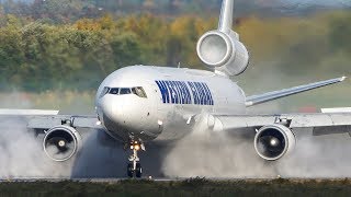 Unbelievable MD11 LANDING on a WET RUNWAY 4K [upl. by Lirrad]