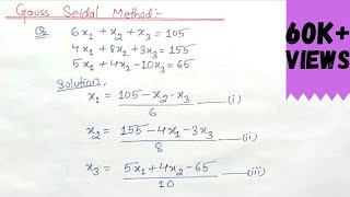 Gauss Seidel method  Gauss Seidel Method Example [upl. by Osbourn]