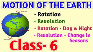 MOTION OF THE EARTH  Class 6  Geography [upl. by Ibson423]