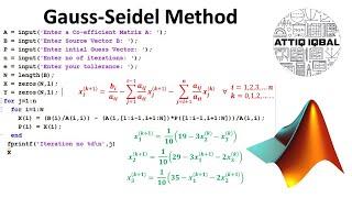 GaussSeidel Method with MATLAB code [upl. by Bernadine]