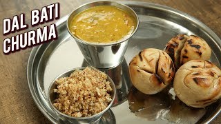 Rajasthani Dal Bati Recipe  How To Make Dal Baati Churma  Main Course Recipe  Varun [upl. by Ettelra]