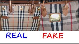 Burberry hand bag real vs fake review How to spot counterfeit Burberry London bag [upl. by Annahael]