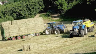 New Holland T7070  T6180  LM935  Vanara 102 m 4 assi  Pressatura fieno 2020 [upl. by Elwyn]