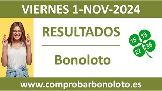 Resultado del sorteo Bonoloto del viernes 1 de noviembre de 2024 [upl. by Scarito]