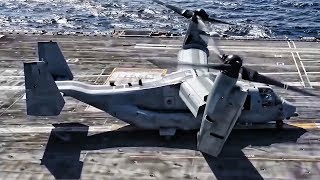 MV22 Osprey Takeoff amp Landing on Aircraft Carrier [upl. by Dreyer]