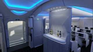 Boeing 787 Dreamliner interior  fly through [upl. by Ahsauqram]