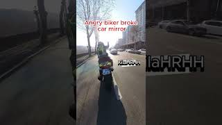 Angry biker broke car mirror [upl. by Ahsekel580]