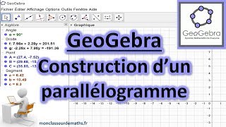 Tutoriel GeoGebra  Tracer un parallélogramme [upl. by Marsland]