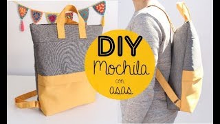 DIY Tutorial mochila con bolsillo y asas [upl. by Aiceled]