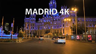 Driving Downtown  Madrid 4K  Night Drive [upl. by Fabrianne]