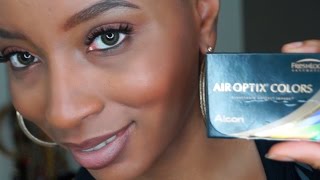 💚 Air Optix Colors  Green Contact Lenses Review  Best Colored Contacts for Brown Eyes [upl. by Ainosal]