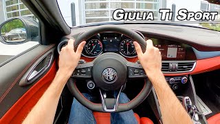 The Feisty Sport Sedan You Missed 2020 Alfa Romeo Giulia Ti Sport AWD POV Drive Binaural Audio [upl. by Anerual]