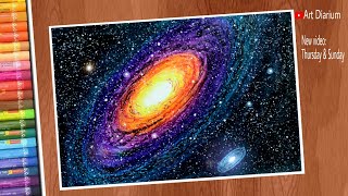 Galaxy Art with Oil Pastels  Andromeda Galaxy drawing Step by step  for Beginners [upl. by Nicholson]