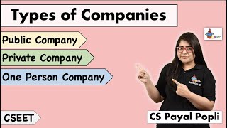 TYPES OF COMPANIES  Private vs Public vs One Person CompanyOPC CSEET CS Payal Popli [upl. by Gobert]