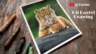 Tiger Cub drawing with Oil Pastel  Step by Step [upl. by Zerla519]