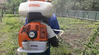 Stihl SR 430 Test Atomizor Mist blower Sprühgerät Fumigadora prueba опрыскиватель Atomizzatore [upl. by Aihsekal208]