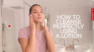 How to perfect cleansing using a lotion  Clarins [upl. by Lleksah]