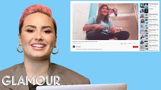 Demi Lovato Watches Fan Covers on YouTube and TikTok  Glamour [upl. by Herzberg]