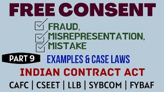 Fraud  Misrepresentation  Mistake  Free Consent  Indian Contract Act  Caselaws  Example [upl. by Akehsat684]