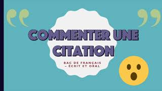 BAC DE FRANÇAIS Commenter une citation [upl. by Eizdnil]