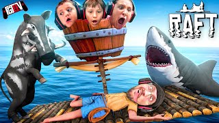 RAFT 2021 Low iQ Raftmates vs SHARK FGTeeV Boys Gameplay [upl. by Wira]