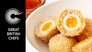 Quail Scotch Eggs and Dipping sauce  Galton Blackiston [upl. by Zednanref]