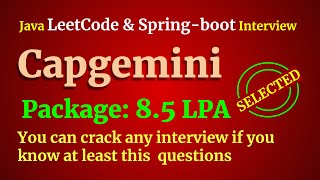 Capgemini Interview  JavaSpringboot Coding Interview Question Answers [upl. by Aknaib]