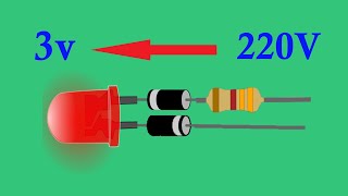 How to Light up 3v LED with 220v Power using Diode 1N4007 and 100k Resistor [upl. by Armat]