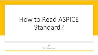 How to Read ASPICE Standard [upl. by Eninej]