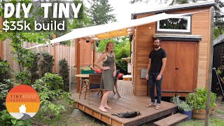 Couple Builds Light amp Airy 35k Tiny House wIncredible Murphy Bed [upl. by Mcclish]