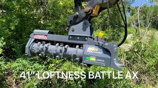 SANY SY60 amp LOFTNESS BATTLE AX MULCHER FOR EXCAVATOR [upl. by Euqinemod444]