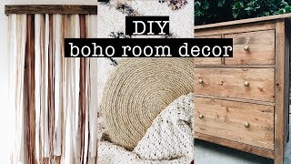 DIY BOHO ROOM DECOR on a budget  Bedroom Makeover PART 1 [upl. by Neron]