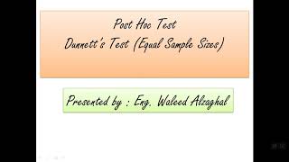 Dunnett Test Multiple Comparison  Hand Calculation Full Details [upl. by Mab]