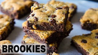 Easy Chocolate Chip Cookie Brownies Recipe  Brookies [upl. by Tacy]