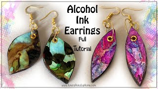 Alcohol Ink Earrings  Full Alcohol Ink Tutorial Plus Free Designs [upl. by Acimak]