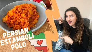 Making Persian Food  Estamboli Polo Tomato Rice  Mahsa Hammat Bahary [upl. by Woodford]