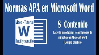 Vídeo 8 hacer introducción y conclusión en un trabajo de Word según normas APA sexta edición [upl. by Bille]