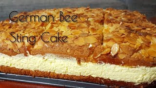 Almond Cake with Vanilla Cream Layer  Bee Sting Cake  Bienenstich [upl. by Nyvets]