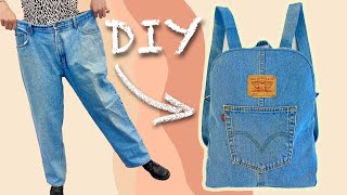 DIY JEANS BACKPACK  RECICLANDO PANTALONES  COMO HACER UNA MOCHILA DESDE CERO [upl. by Hairahcez180]