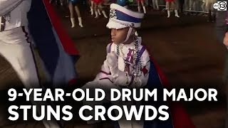 9yearold mini drum major wows crowds [upl. by Westbrook]