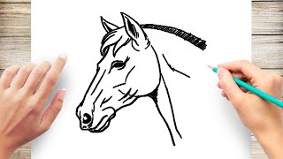 How To Draw Horse Head Step by Step [upl. by Ecidnac797]