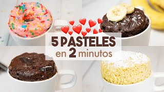 5 PASTELES en TAZA en MICROONDAS 🍰  en 2 minutos [upl. by Ikilisav]