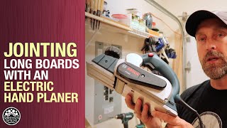 Jointing Long Boards with An Electric Hand Planer  Woodworking [upl. by Akiehs6]