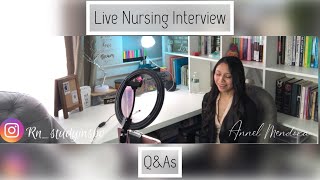 Live Nursing Interview 2021 [upl. by Volnay]