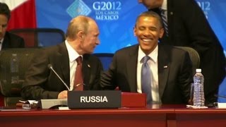 Putin and Obama share a laugh at G20 2012 [upl. by Nosned]