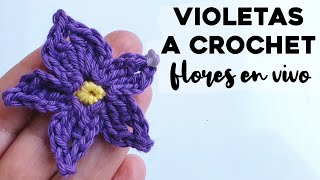 CÓMO TEJER VIOLETAS A CROCHET flores a crochet tutorial paso a paso violetas  Ahuyama Crochet [upl. by Esenaj915]